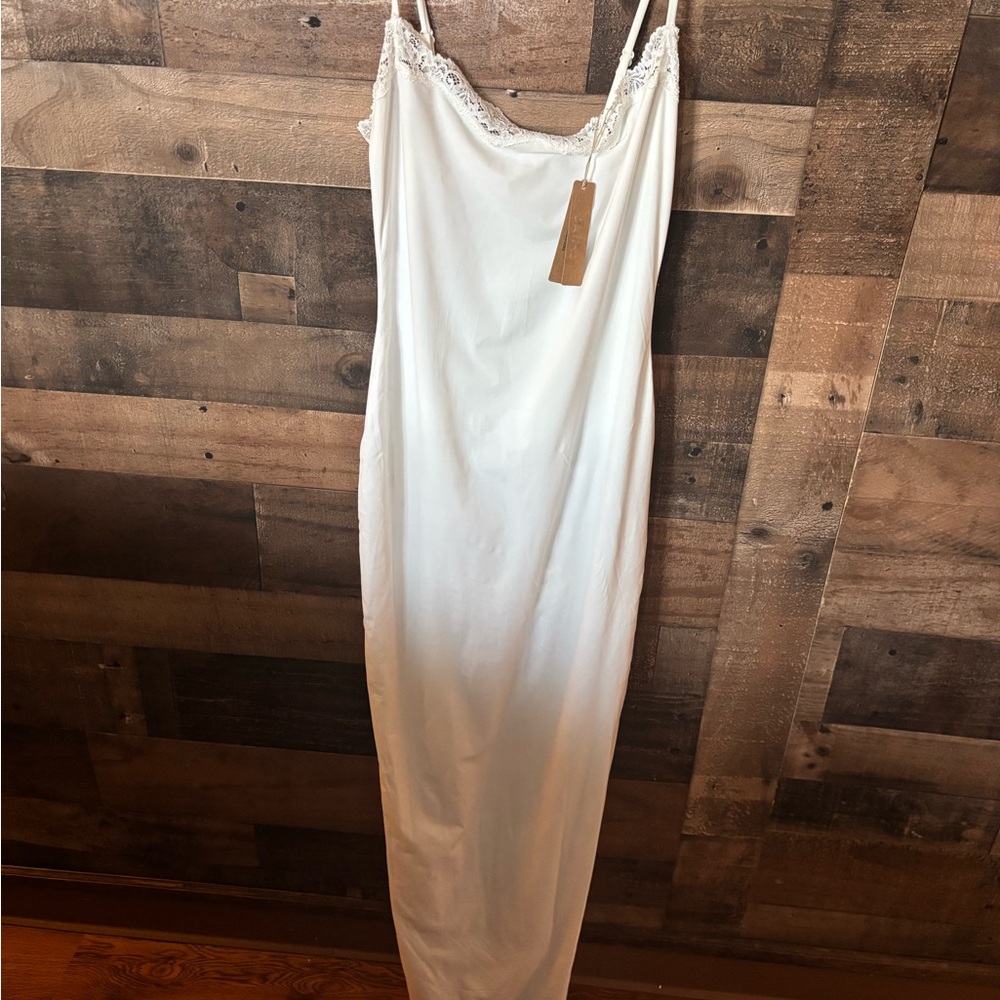Skims Marble Lace Trim Slip Dress - Picture 2 of 4